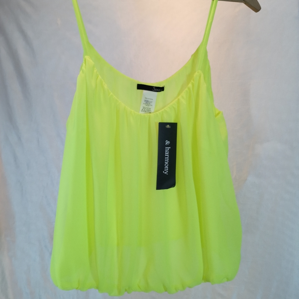 3em & harmony neon yellow sheer tank